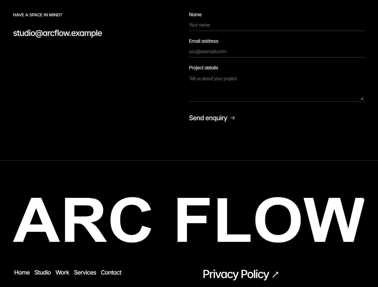 ARC FLOW project enquiry and footer