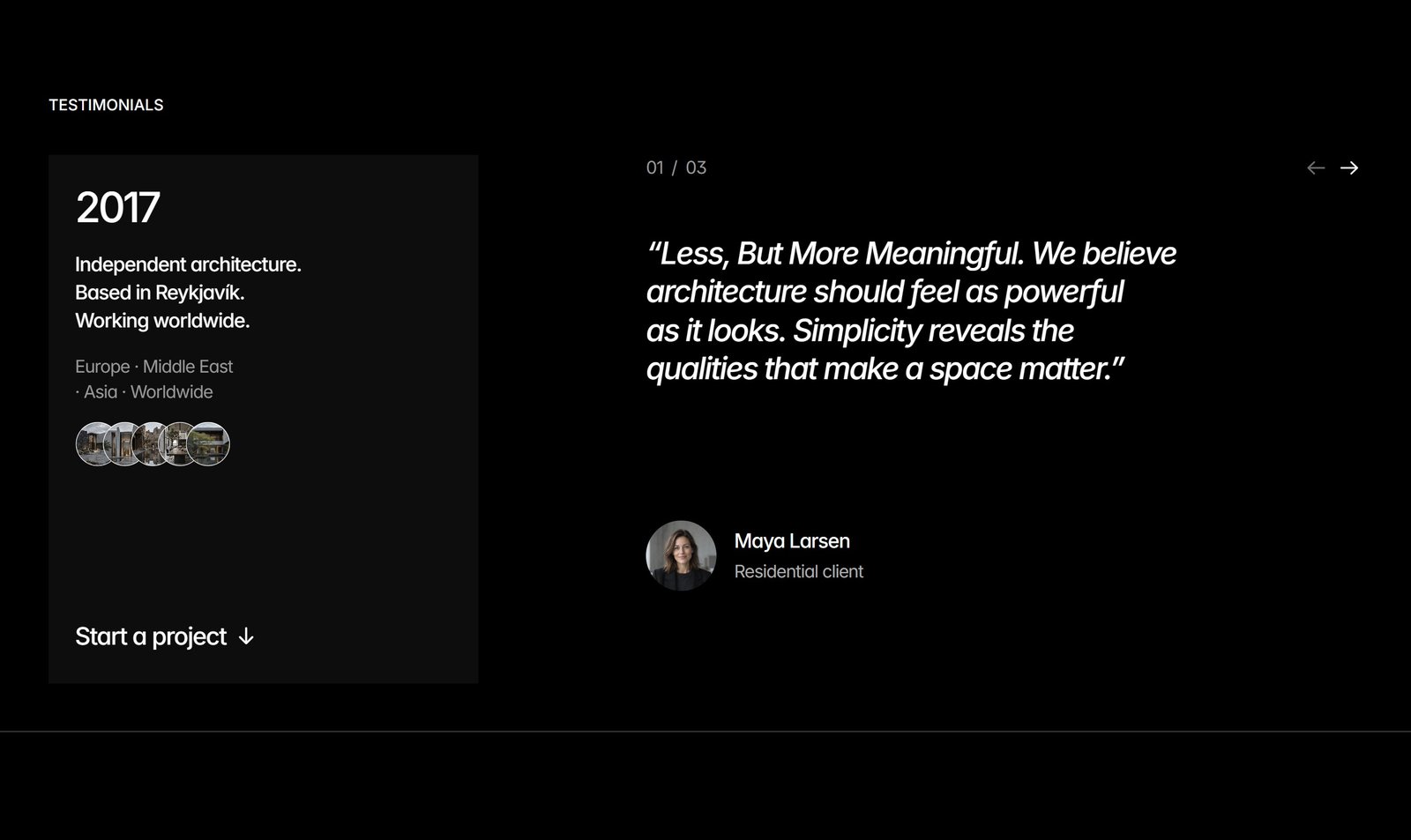 ARC FLOW website testimonial section