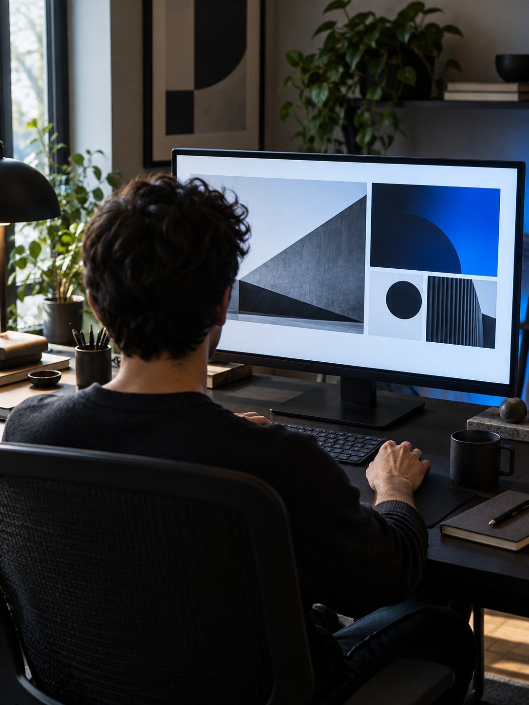 Digital design work at a studio desk